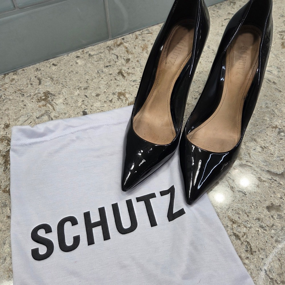 Schutz Black Patent Leather Stiletto Pointed Toe Pumps Heels‎ Women's Size 9.5B - Picture 11 of 12